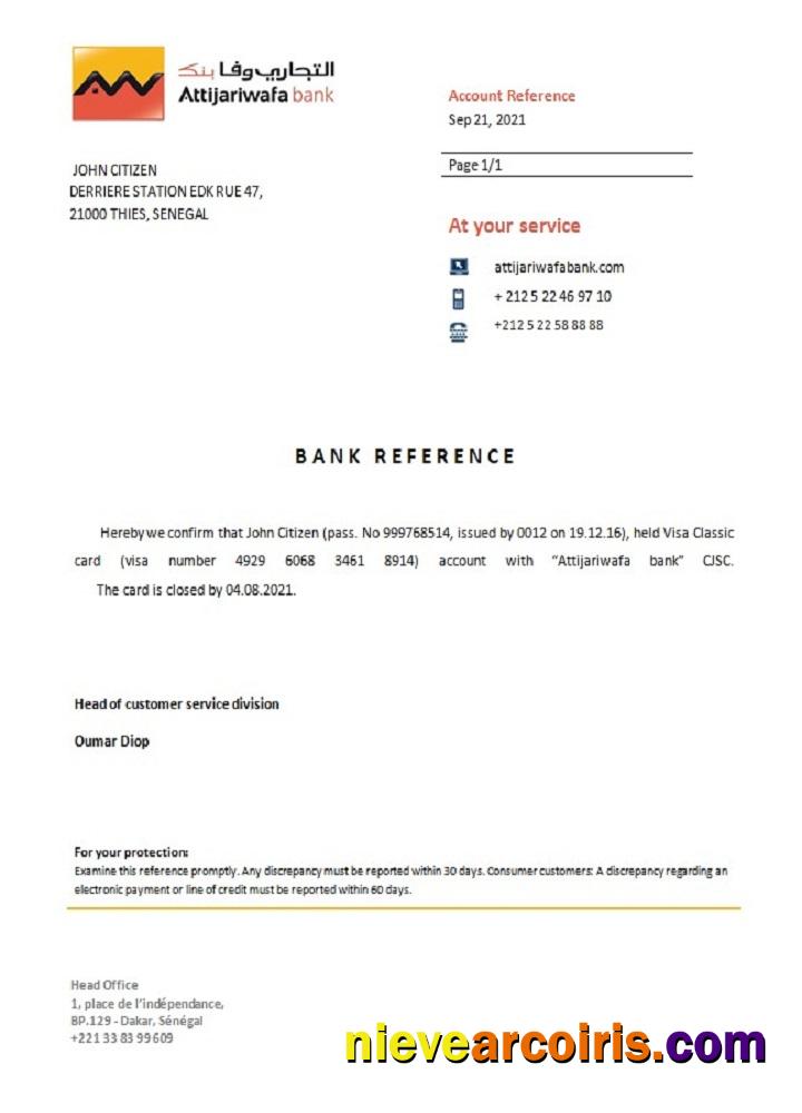 Senegal Attijariwafa bank closure reference